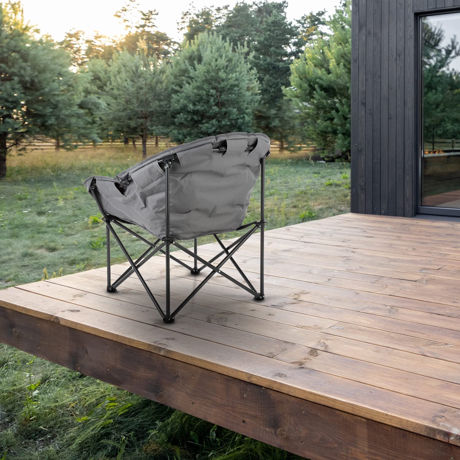 Oversized Heavy-Duty Club Folding Camping Chair,Gray